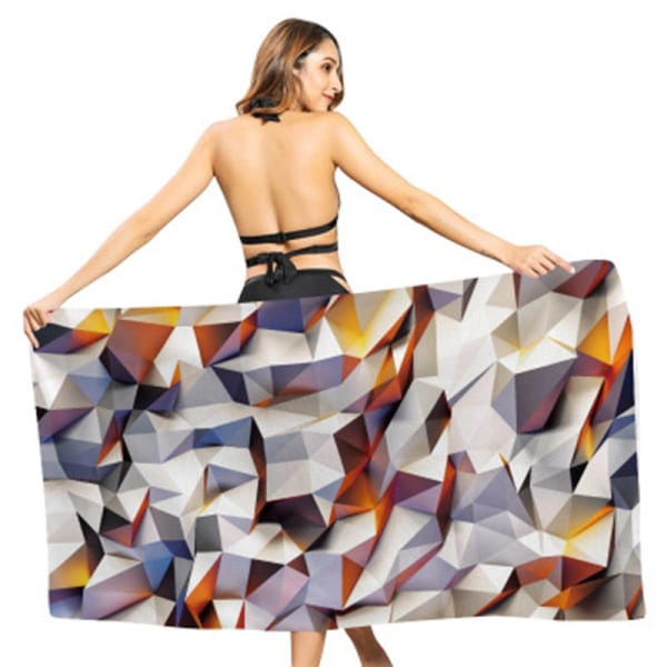 Kreativ Geometriskt Tryckt Strandhandduk Utomhus Snabbtorkande Simning Surfing Sporthanddukar Yogamatta Strandstolsfilt 80*160cm 1 80x160m