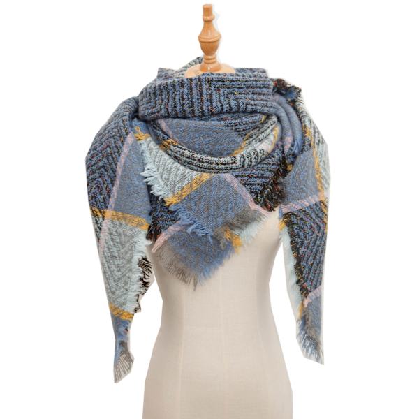 Nytt Høst- og Vintersjal Sirkelgarn Børste Fortykket Rutete Firkantet Skjerf Kappe scarfgirl1057SF 135cm