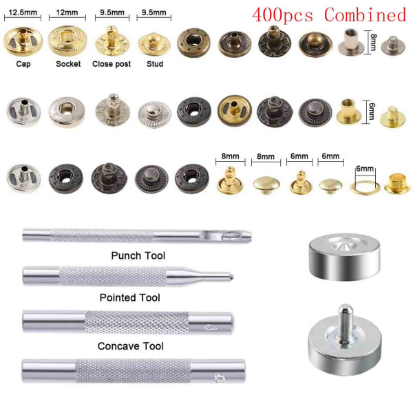 480 stk Metall Dobbel Hettenagler Studs Runde Nagler for DIY Lær Håndverk Veske Belte Klær Plagg Sko Kjæledyrhalsbånd Festeredskaper 180pcs No Plier