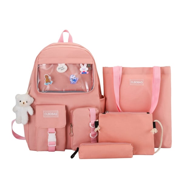4 st/set Skolryggsäckar för damer Skolväska Daisy Canvas för tonårsflickor Student College Bokväska Pojkar Portfölj Bolsas Mochilas G Pink Backpacks