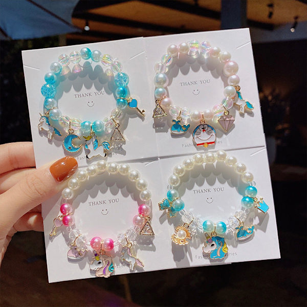 Børne Perle Tegneserie Armbånd Sødt Gradient Farve Armbånd Pige Baby Dekoration Perlearmbånd Armbåndstilbehør 1# pink ice cream