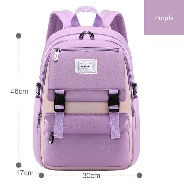 Skolväska, gymnasieväskor för flickor, student, många fickor, vattentät skolryggsäck, tonårsflicka, högkvalitativ campusryggsäck Purple Backpacks