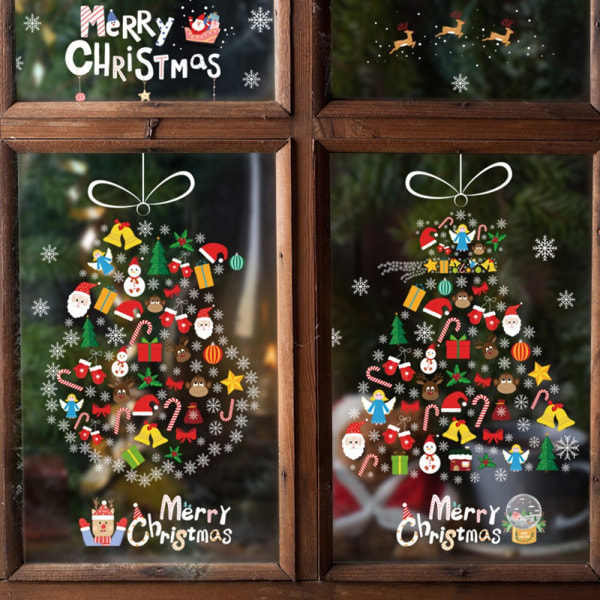 Jul Fönsterdekor Santa Claus Snowflake Stickers Vinter Väggdekor för barnrum Nyår Jul Fönsterdekorationer A16