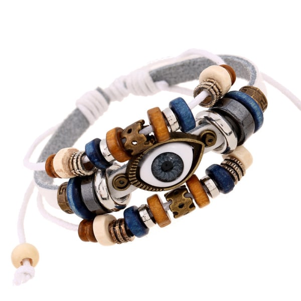 Populär Ornament Nytt Pärlbroderade Ögon Nötskinn Armband Utdragbart Justerbart Par Läderarmband Bright red