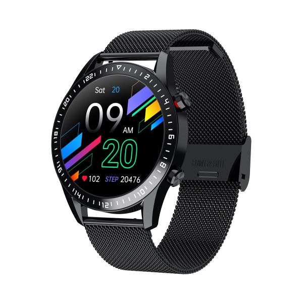 Smartklocka Bluetooth 1,32-tums Samtal Anpassad Urtavla Puls Blodtryck Blodsyre Black glue