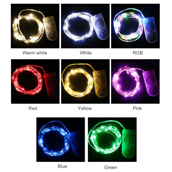 Luces Led Kobbertråd Fe Lys Batteridrevne LED Lysstreng Party Bryllup Indendørs Juledekoration Guirlande Lys Yellow 1M