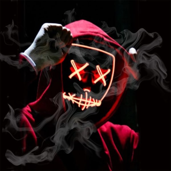 Halloween Maske Lysende Hacker Purge Maske Skummel LED Maske for Cosplay Kostymer Festival Karneval Party Gaver til Barn Menn Kvinner overseas Red