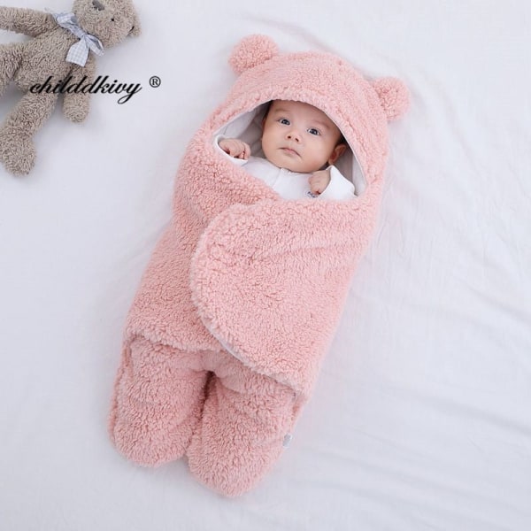 Pehmeät vastasyntyneen vauvan kapalointipeitot vauvan makuupussi kirjekuori vastasyntyneelle unipussi puuvilla paksuuntunut kotelo vauvalle 0-9 kuukautta pink-Flannel 0-3M