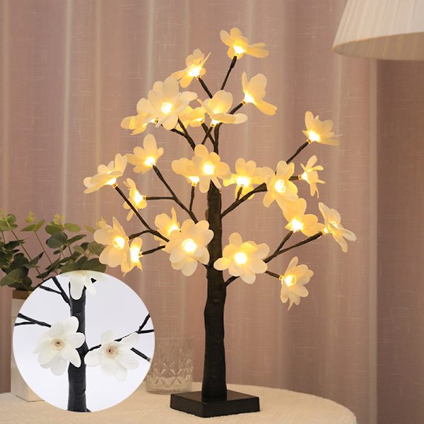 LED Kunstigt Træ Lys Farvede Lys Julefestival Værelse Sengelampe Dekorativ Bordlampe Sølv Birk Lille Natlampe Maple leaf tree lamp USB battery box dual-purpose