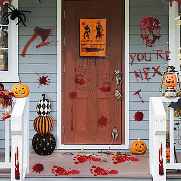 Halloween-koristeet Kauhistuttavat veriset kädenjälkitarrat Halloween-ikkuna- ja seinätarrat lattiatarrat Halloween-juhlatarvikkeet style P