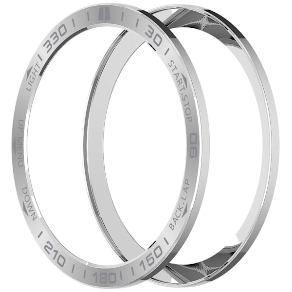 Til Garmin Fenix 8 Solar 51mm Rustfrit Stål Bezel Ridsefast Beskyttelsesring - Sort+Rød Silver+Grey