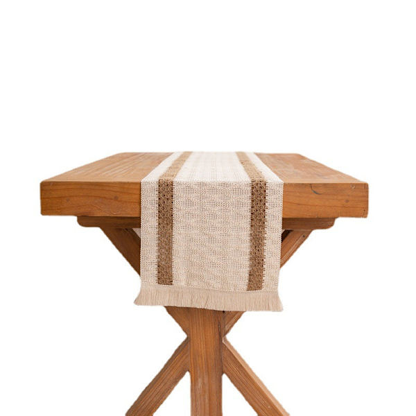 Bomulls- og linservietter i naturlige farger Duskelagte stripete diamantrutete duker Bord skap dekorative duker 2 strips of hemp 1 30*50 (including Su) placemat