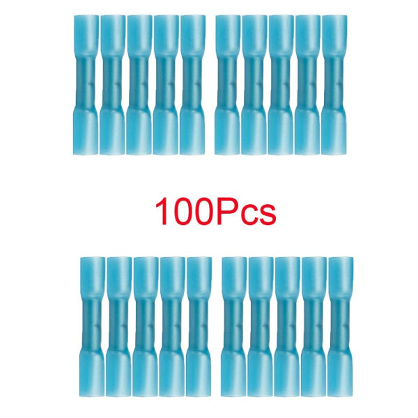 50/100/200 kpl Vedenpitäviä lämpökutistuvia jatkoliittimiä, sähköjohtojen liitoskaapelin puristusliittimet, liitinsarja As photo 100 PCS Blue