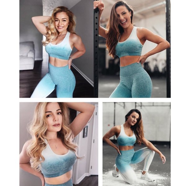 Yoga Sæt BH og Leggings Fitness Sportstøj Outfit Til Kvinder Lightgrey set M