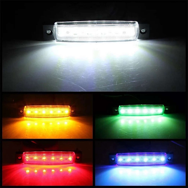 Lastbilssläp Sidomarkeringsljus Bil Signal Broms Bakre Varningsljus Bakljus 6LED 12V 24V nödljus biltillbehör red 1 piece