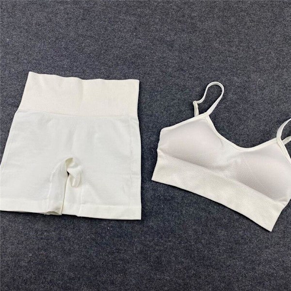 Jooga Rintaliivit Crop Top Urheiluliivit Treenausasu Saumaton Polyesteri Kuntosalisetti 2pcs White1 M