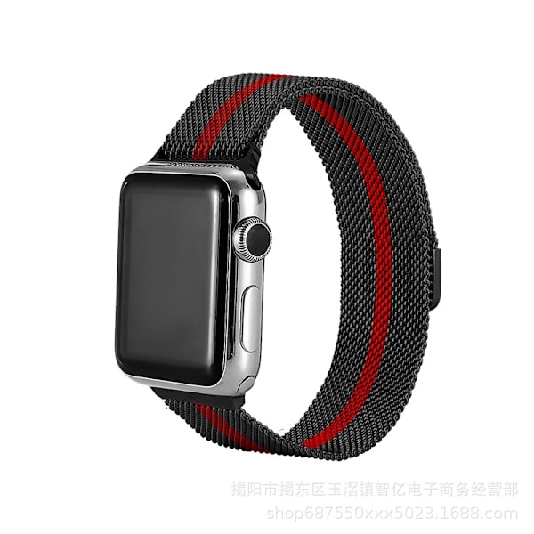 Kellon ranneke Apple Watch iWatch yhteensopivaan liitäntään 38-40-41mm PG Milan magneettinen imu musta ja punainen