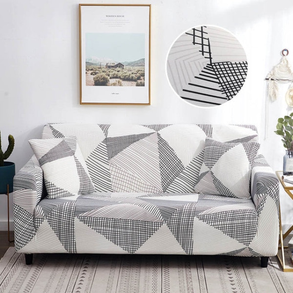 Geometrisk Rutig Sofföverdrag Stretch Sofföverdrag för Vardagsrum Elastiskt Sofföverdrag Fåtöljöverdrag Soffhandduk 1/2/3/4-sits Pattern 29 2-seater 145-185cm