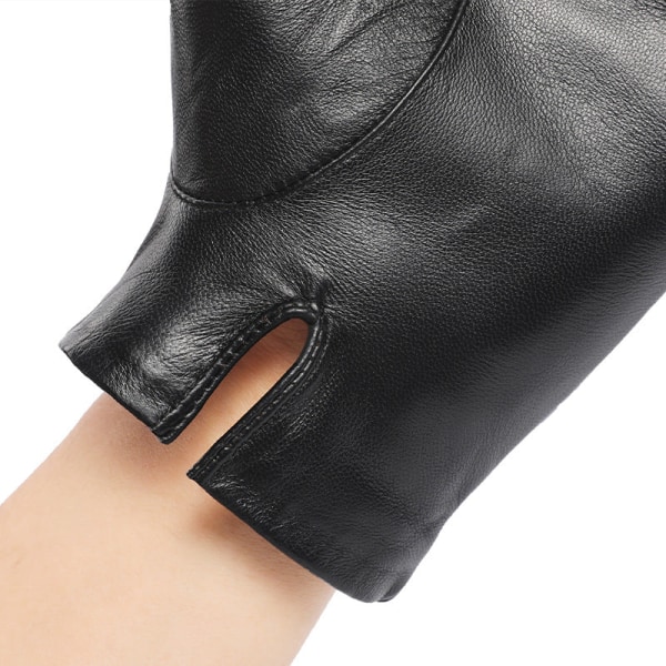 Vinterhandskar i läder för män, utomhusridning, vindtäta, varma handskar i getskinn med pekskärm Black L