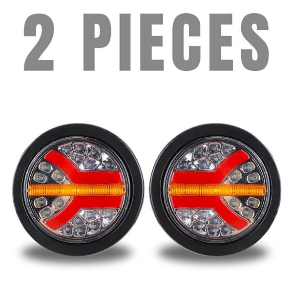 4 tum 12V 24V Runda LED Baklyktor Lastbil Bakljus För Släpvagnar 4x4 Van Pickup Baklampa Dynamisk Blinkers Stoppljus 2pcs Overseas