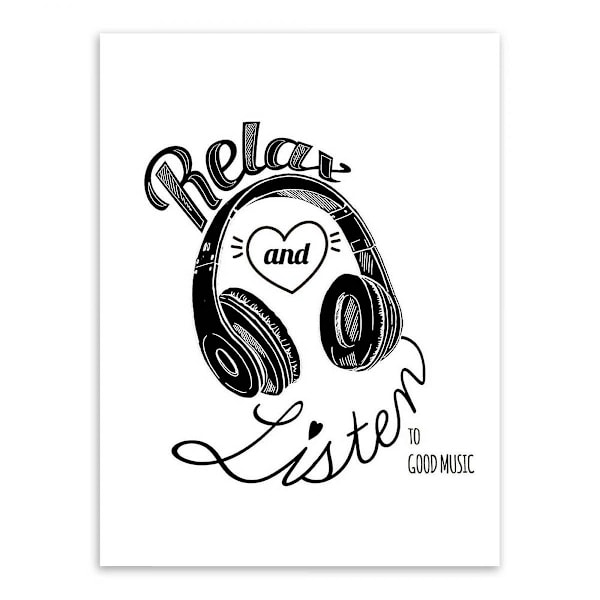 Wekity Rockmusik Väggkonst Canvas Print Poster, Enkel Mode Svartvit Konst Ritning Dekor för Hem Vardagsrum Sovrum Kontor och Barnrum
