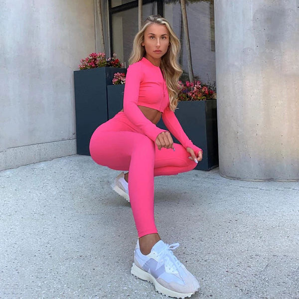Yoga Set Träningsset Sportset Träningskläder Dam Outfit Sportkläder Red M
