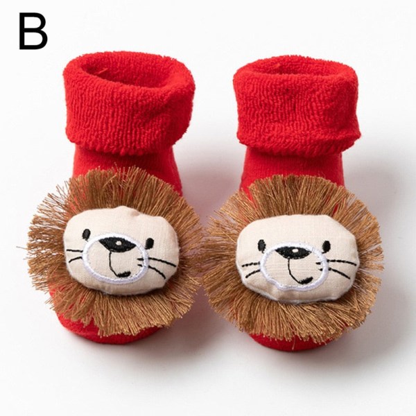 Jouluvauvan sukat talvi paksuuntuneet sarjakuva vauvan liukueste lattiasukat joulusukat 0-2 vuotta lapsi taaperot punaiset lattiasukat Baby floor socks 3 S