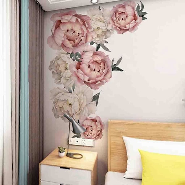 Aftagelig Vægsticker Pæon Rose Blomster Vandtæt Vægsticker