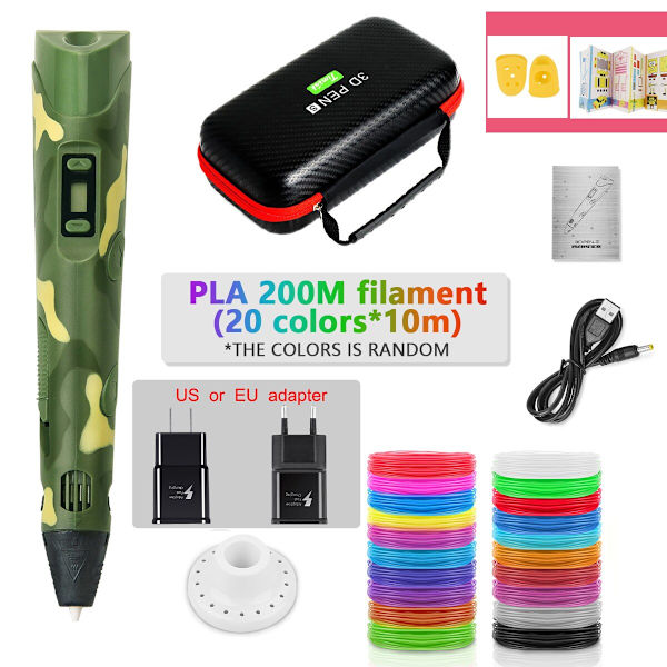 DIY 3D-penna för barn 3D-utskriftspennor Ritpennor med PLA-filament Nyhetspresent till barn Födelsedagspresent Julklapp PLA Filagment Green-200M