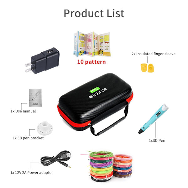 DIY 3D-penna för barn 3D-utskriftspennor Ritpennor med PLA-filament Nyhetspresent till barn Födelsedagspresent Julklapp PLA Filagment Green-9M