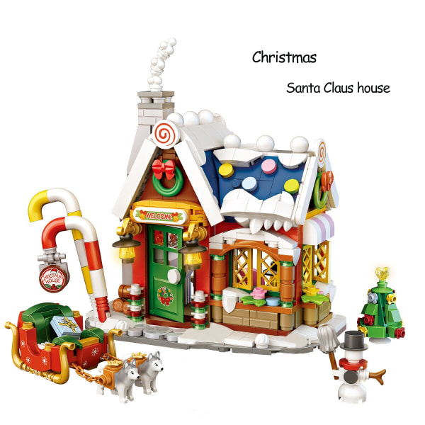 788 st LOZ Mini Blocks Arkitektur God Jul Hus Jultomte Snögubbe Träd Rådjur Byggklossar Tegelstenar Leksak För Barn Present Two models no box