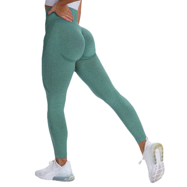 Europeiska och amerikanska sömlösa stickade små halvmåneformade höftlyftande fukttransporterande yogabyxor träningsbyxor sexiga höftvisande dam 9165 pants-dark green M