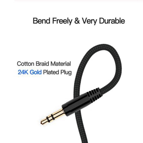 2/3/5m 3.5mm Aux-kabel Hann til 3.5mm Jack Hann AUX Audio Stereo Hodetelefonkabel Jack 3.5 Aux Audio Kabelledning for Telefon Øretelefon 5m male to female
