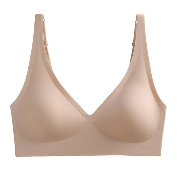 Japansk SUJI Osynlig-knapp Svart-teknologi BH Spårlösa Underkläder Damer Ingen Stålring Liten Byst Samlad Justering Beige M(75ABC)
