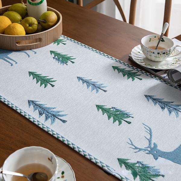Amerikansk Hjorte Jacquard Bordløber Dugebetræk Klæde Pinoldok Flag Blue 0.35*1.8