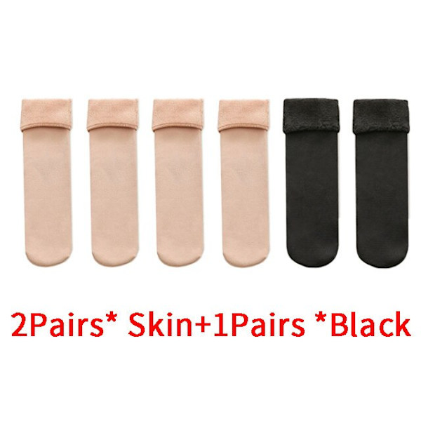 3 Par/Lot Dam Vinter Varma Tjocka Termiska Strumpor Ull Kashmir Snö Sömlösa Strumpor Sammet Mjuka Stövlar Golv Sovstrumpor 3red Size35-40