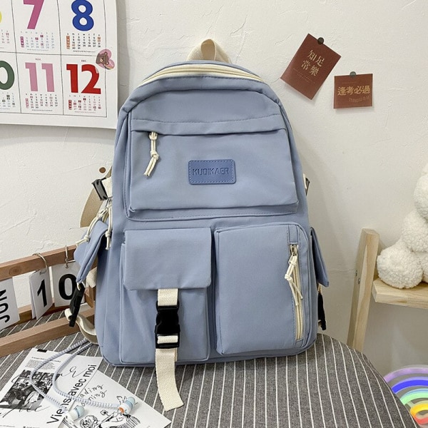 Stor Kapacitet Canvas Svart Ryggsäck Lätt Enkel Resväska Canvas Ryggsäck Student Skolväska Canvas Student Dragkedja Ryggsäck Pink