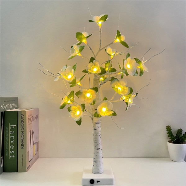 LED Keinotekoinen Puu Valot Värilliset Valot Joulu Juhla Huone Yöpöytä Koristeellinen Pöytävalaisin Hopeakoivu Pieni Yölamppu Red Camellia USB battery box dual-purpose