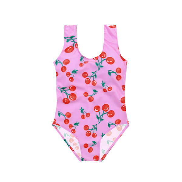 Baddräkt Europeisk Hel Baddräkt Barn Triangeldräkt Badkläder pink Red（Cherry） M
