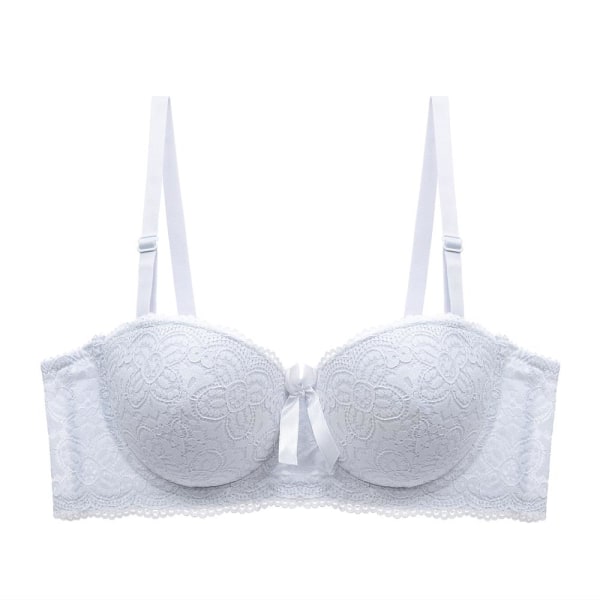 Damer Secret Sexig Demi Balkong BH för kvinnor Spets Bomull Bralette Bygel Plus Size White 80C
