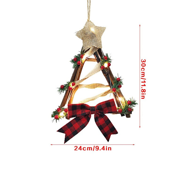 LED Julekrans Hengende Vegg Dør Tre Ornament Rottingkrans Kranssirkel Vegg Dørkrans Juledekor Dropshipping Round shape