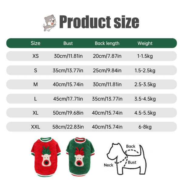 Hundar Julkläder Vinter Varm Mjuk Fleece Hundtröja Husdjurskläder för Små Hundar Valp Katt Chihuahua Kostym Kappa XS-XXL