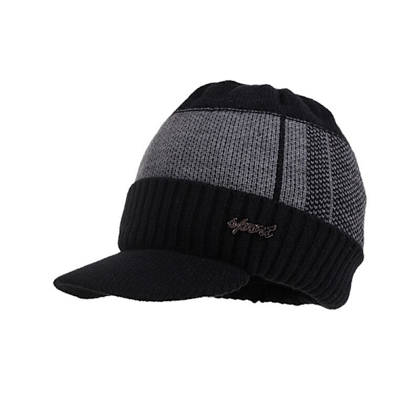 Vinterluer for menn Skullies Beanie Lue Vinterlue Menn Kvinner Ullskjerf Luer Sett Balaclava Maske Gorras Bonnet Strikket Lue Black Cap One Size
