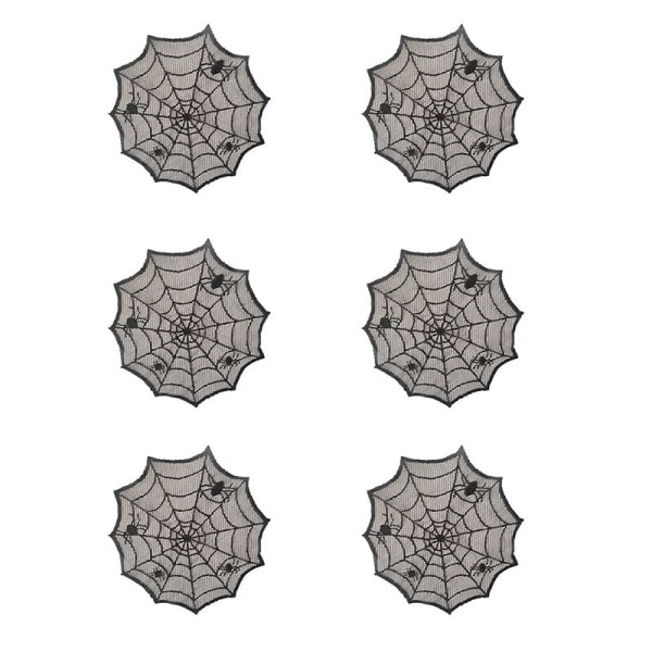 Halloween bordsduk Spider Web Öppen spis Handduk engångs svart spindelnät lampskärm Dekorativ bordslöpare Set O 76cm round tablecloth Black