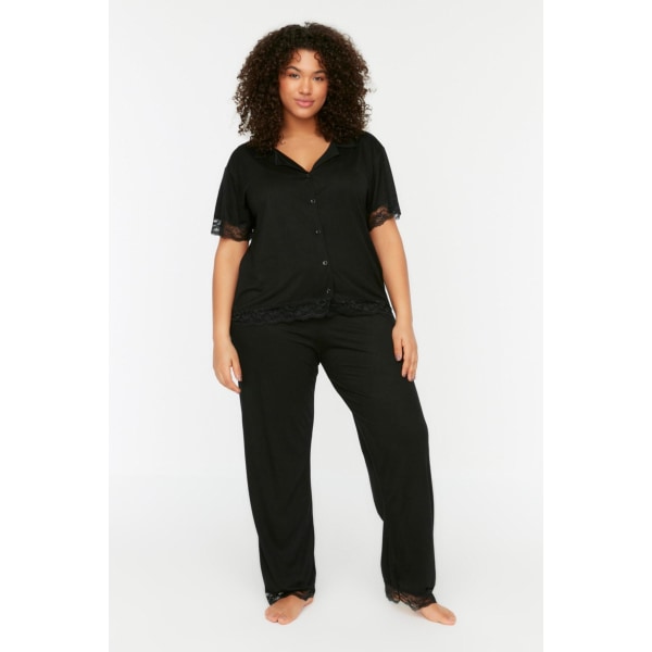 Sort Blonde Strikket Pyjamassæt TBBSS22PT0623 Black 5XL