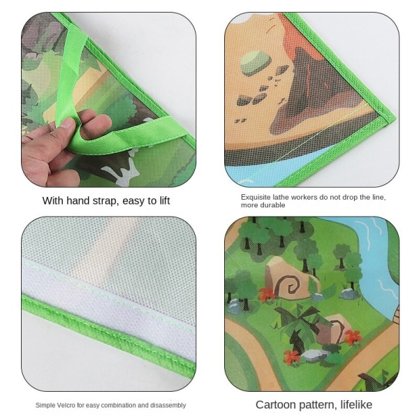 Vandtæt Oxford-stof Dinosaurustæppe Buggytaske Velcro Bærbar Vildtæppe Buggytaske Y dinosaur park map carpet