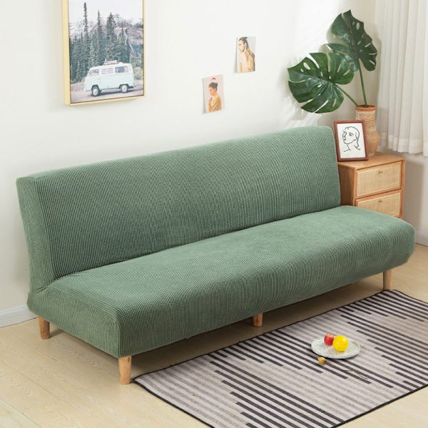 Överdrag Polar Fleece Tyg Ärmlös Bäddsoffa Skydd Enfärgad Utan Armstöd Stor Elastisk Fällbar Möbel Heminredning Bänköverdrag Cyan S 120-155cm