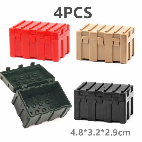 MOC Military Container Blocks Bricks Box for Boys WW2 War Base Technical Building Bricks Creative DIY Juguete Bloques Brinquedos 2weaponbox-brown