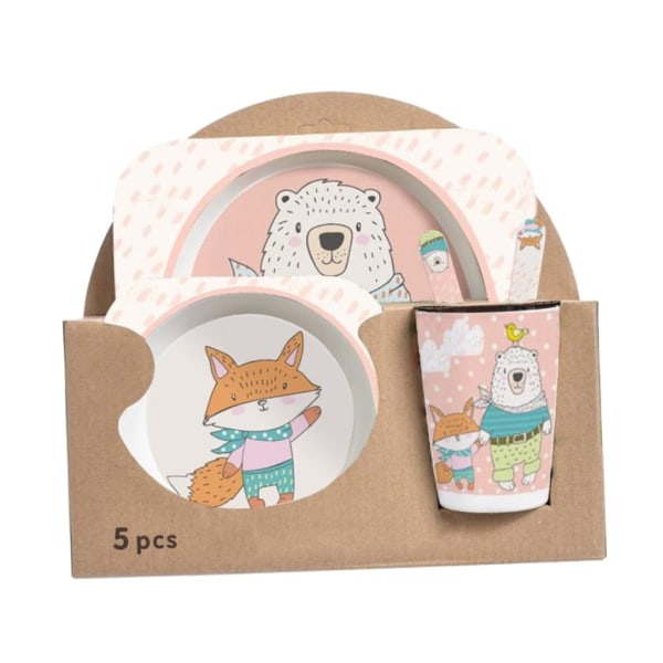 Baby Servis Matservis Set Tecknad Äta Servis Småbarn Matningsfat Tallrik Barn Träningsskål Sked Mugg Gaffel Owl