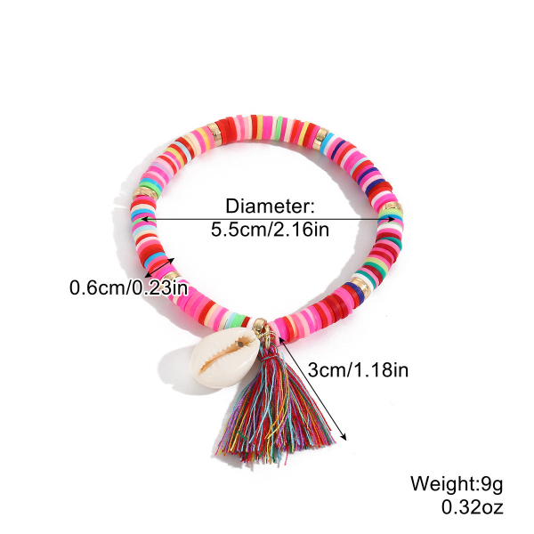 Rannekorusetti Monivärinen Tupsu Polymeerisavi Kuori Boheemi Rannekoru S2305-28 mixed color tassel shell